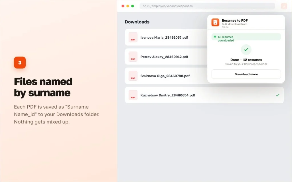 Resume PDF - Dateien nach Nachname im Downloads-Ordner